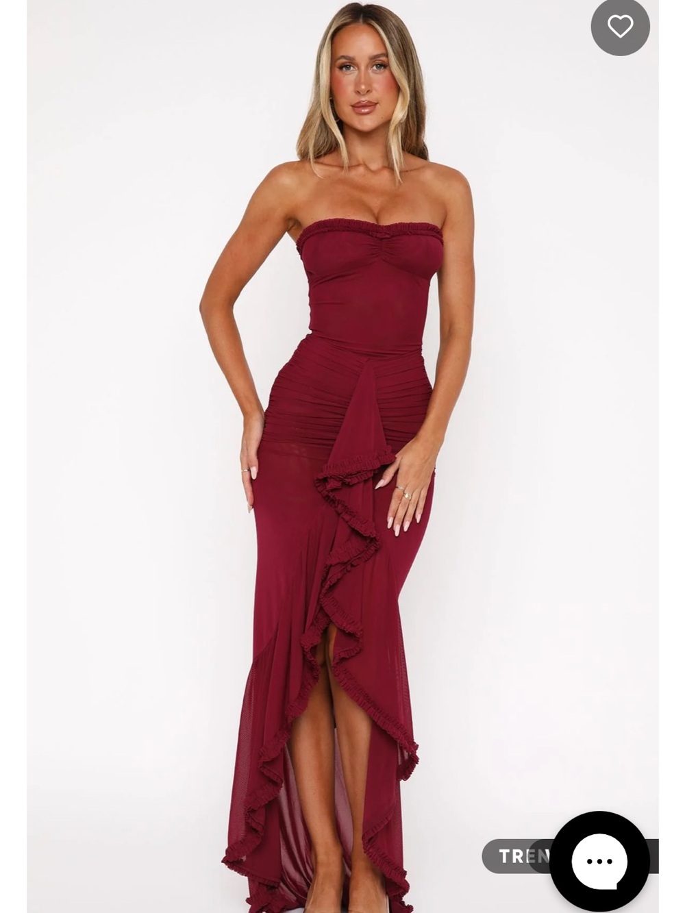 WhiteFox Still Got It Mesh Maxi Dress Dark Burgund